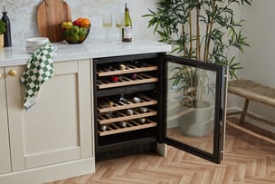 Wine fridge open